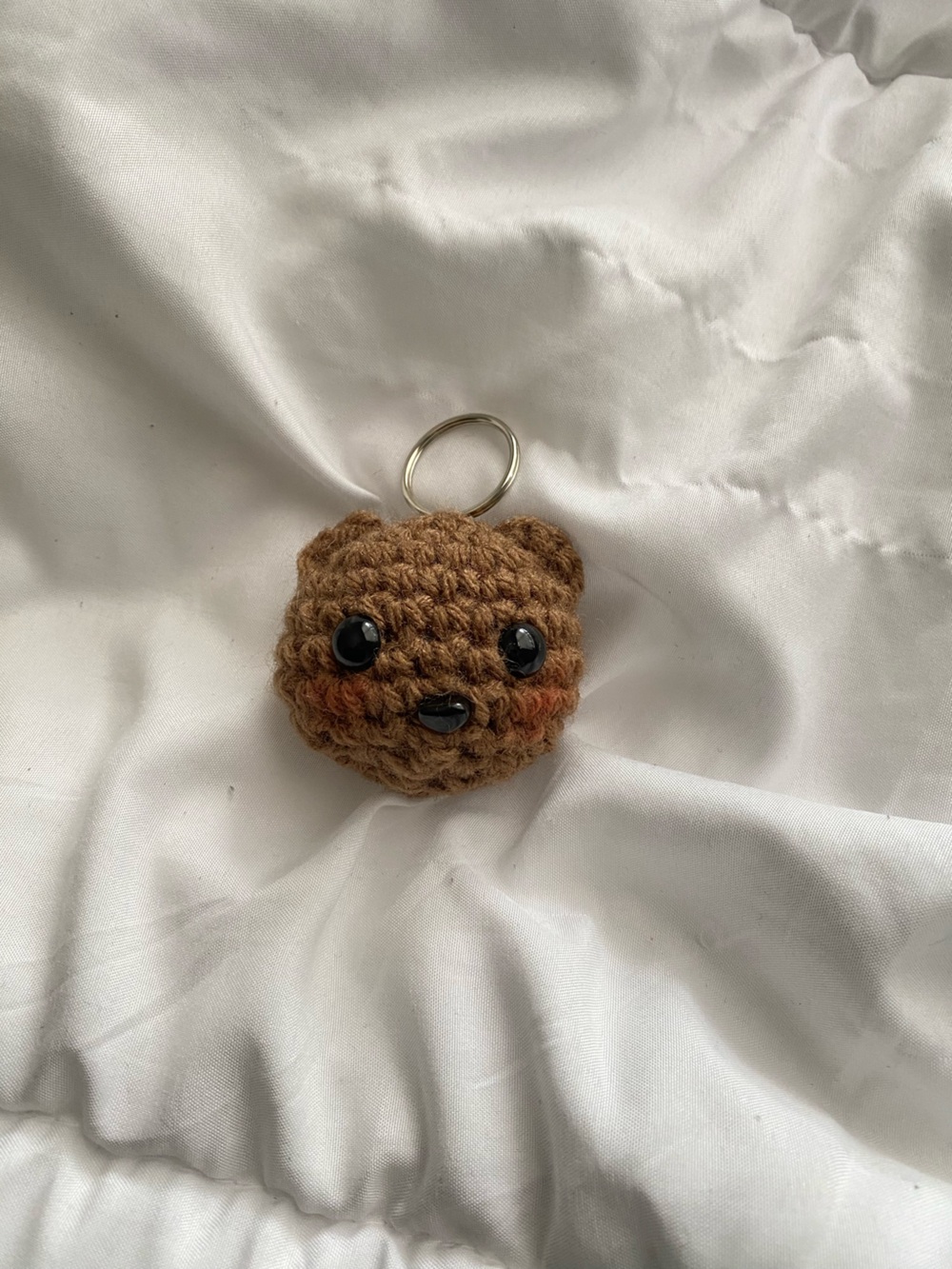 Brown Crochet Bear Keychain - Small Plush Pet Toy